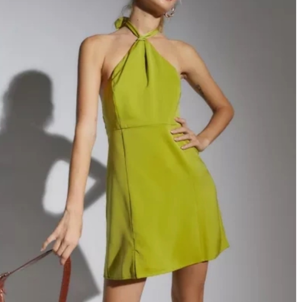 Urban Outfitters Y2K Style Jillian Satin Halter Mini Dress